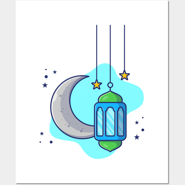 Ramadan lantern lamp with moon Wall Art by Catalyst Labs